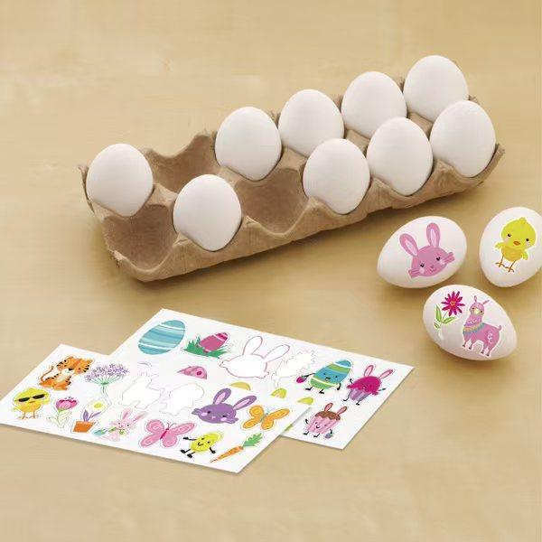 12CT Plastic Easter Egg with Cute Sticker Decoration