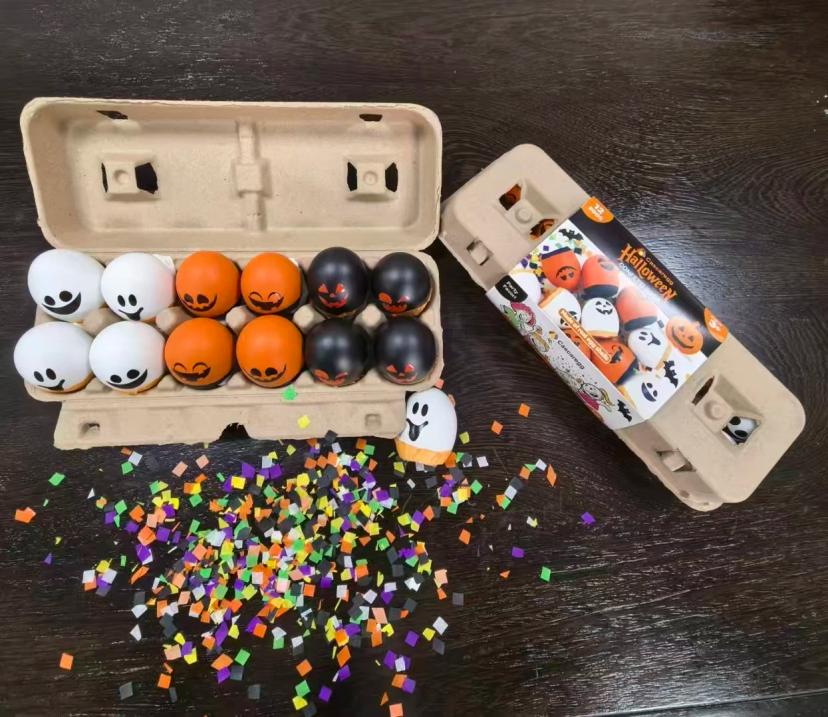 Cascaregg 万圣节五彩纸屑鸡蛋 Cascarones 真正的蛋壳制成，彩色环保纸质五彩纸屑，充满派对乐趣