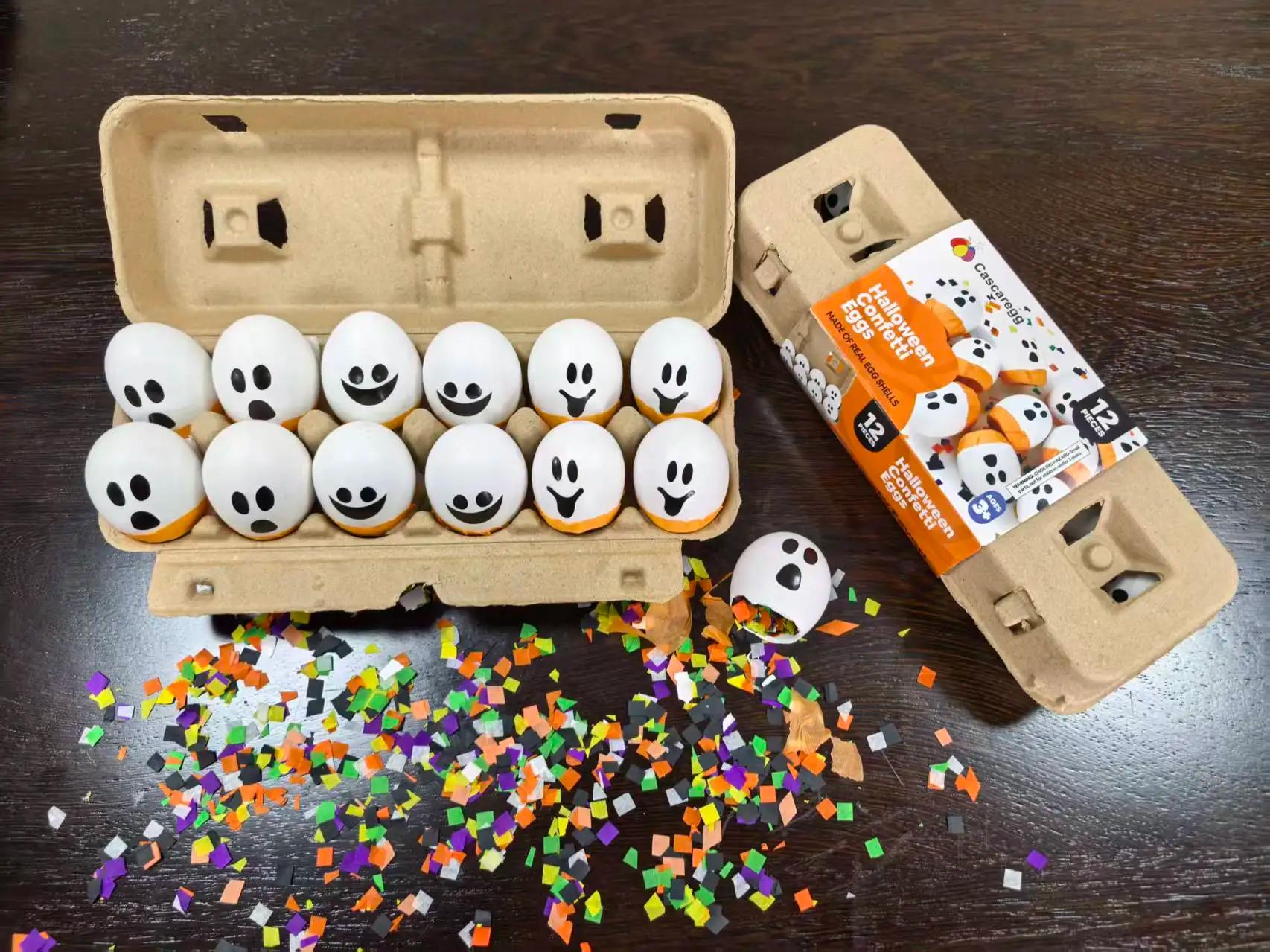 Cascaregg Halloween Ghost Confetti Eggs Cascarones Party Decoration Biodegradable Paper Confetti Safe and Fun for Parties