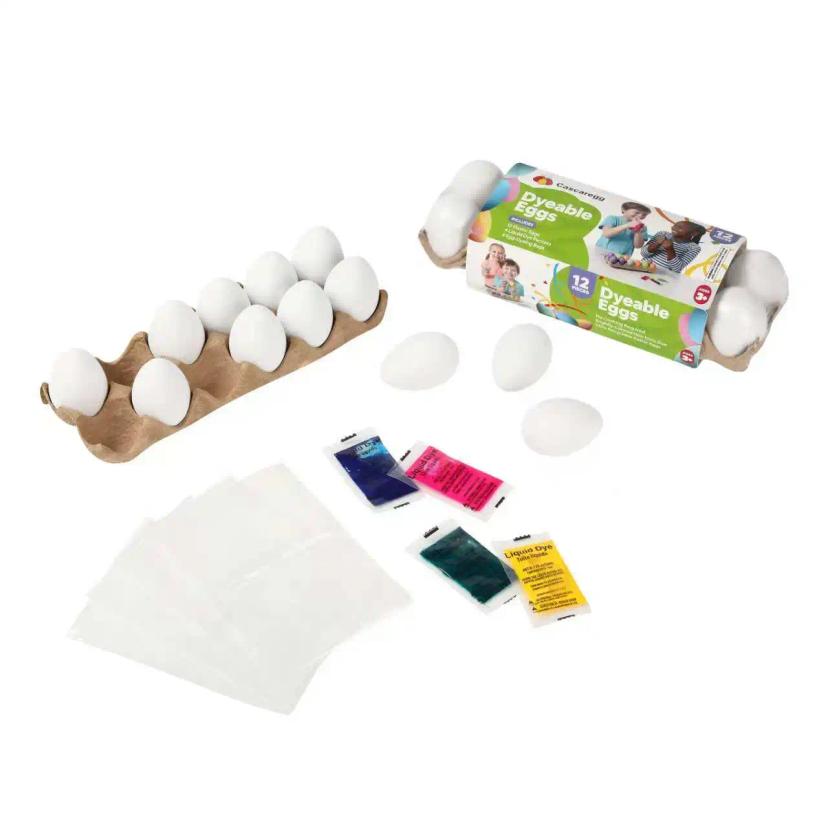 12ct Dyeable Plastic Egg for for Kids, Safe and Fun Painted for Easter Activities, Arts and Crafts, Ideal for Egg Hunts