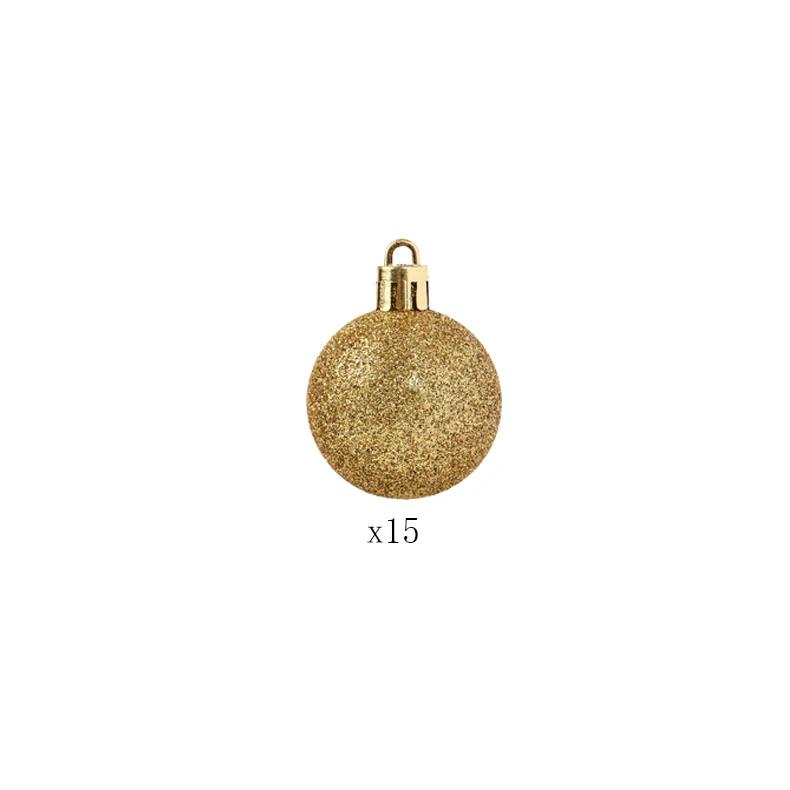 Durable 4cm Gold Glitter Plastic Christmas Ornaments with UV Printed Holiday Decor Shiny and Eye-catching Christmas Decorations