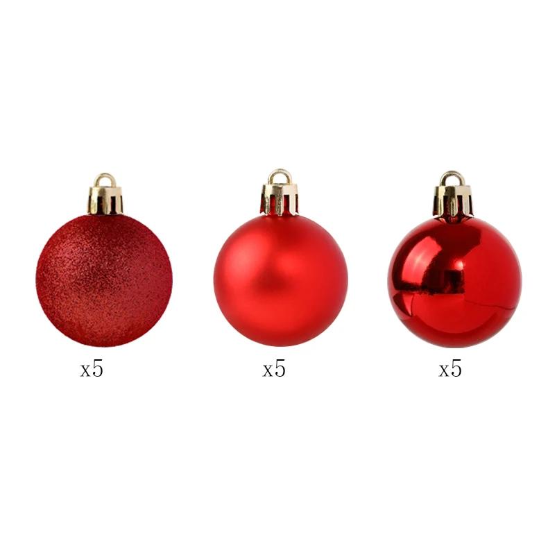 Cascaregg 4cm Christmas Tree Decorations Shatterproof UV Printed Ball Ornaments for Shopping Malls Red Set Ball